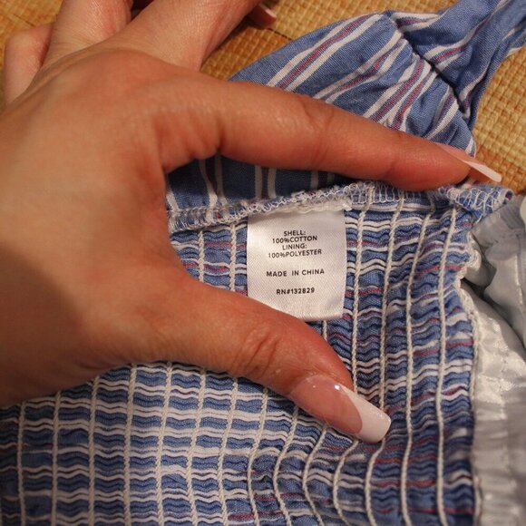 Superdown Blue Strapless Striped Off-Shoulder Top Medium - Picture 7 of 8
